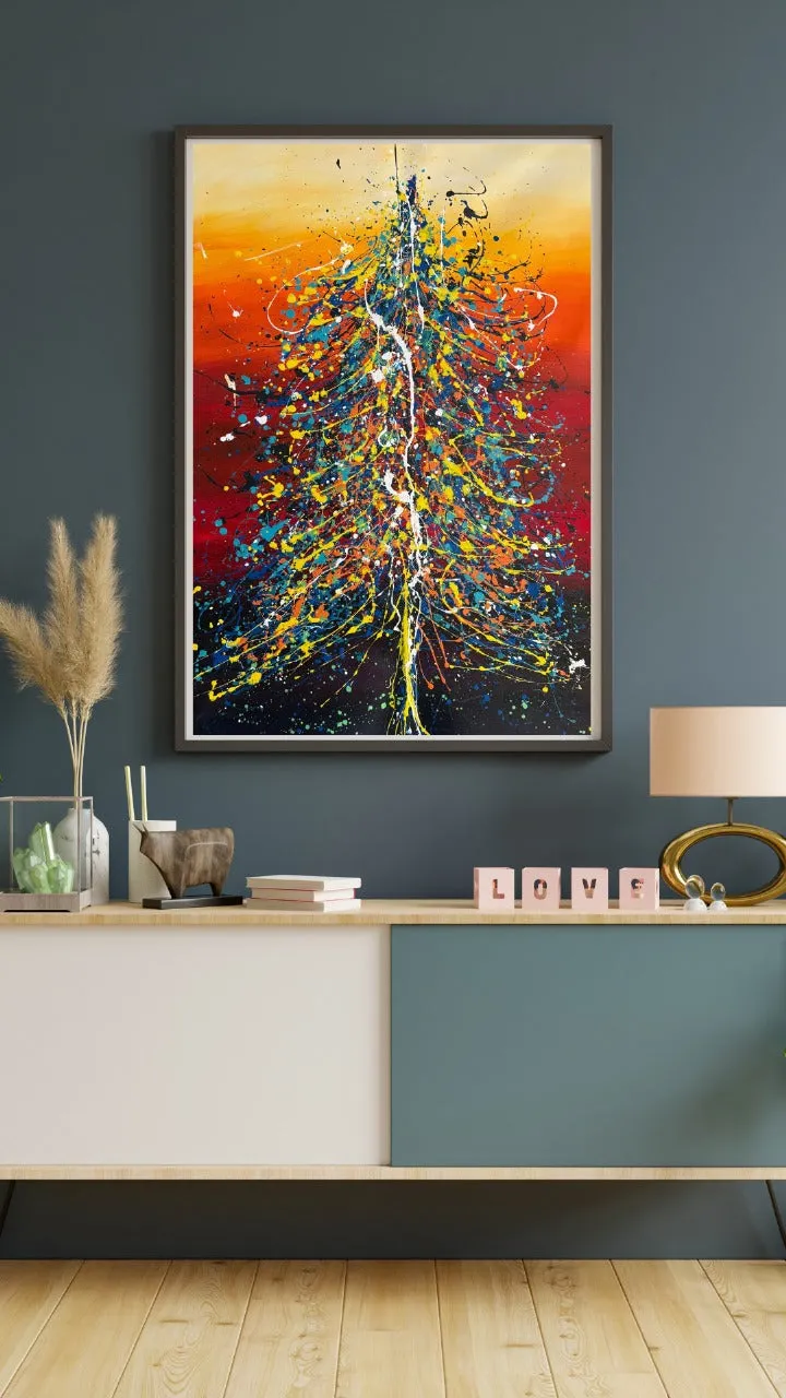 Christmas Tree Art – Hand-Painted Modern Holiday Decor 120'x 72'(305 x 182cm)