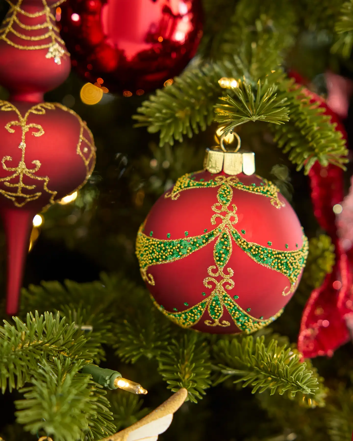 Christmas Tree Decorations Glass Christmas Ornaments Red Glass Christmas  Ornaments Red – Handcrafted Baubles Set – Glitter Luxury