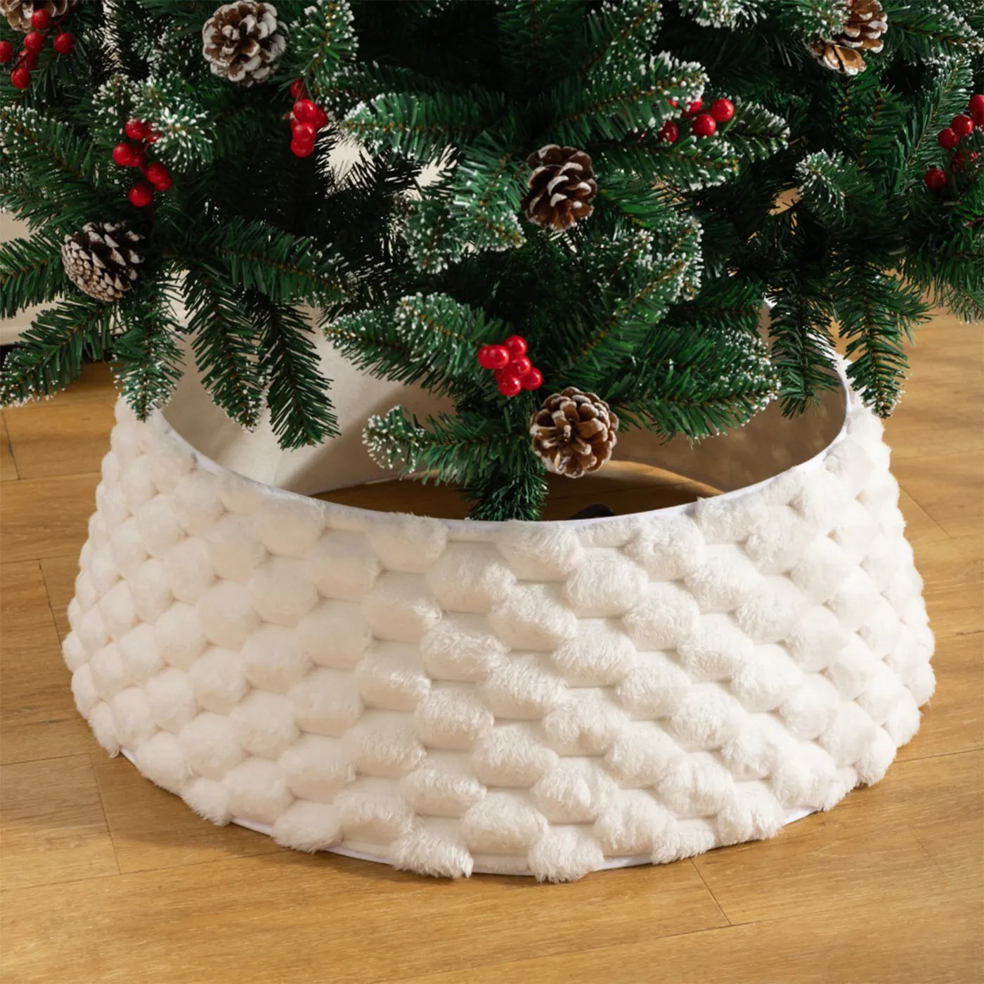 Christmas Tree Skirt Decorations,Plush Tree Collar Apron 24in Soft Fabric  Christmas Tree Base Cover for Gifts Storage Holiday Party Décor Living Room  Mall Event Floor Protection Decorations - Walmar