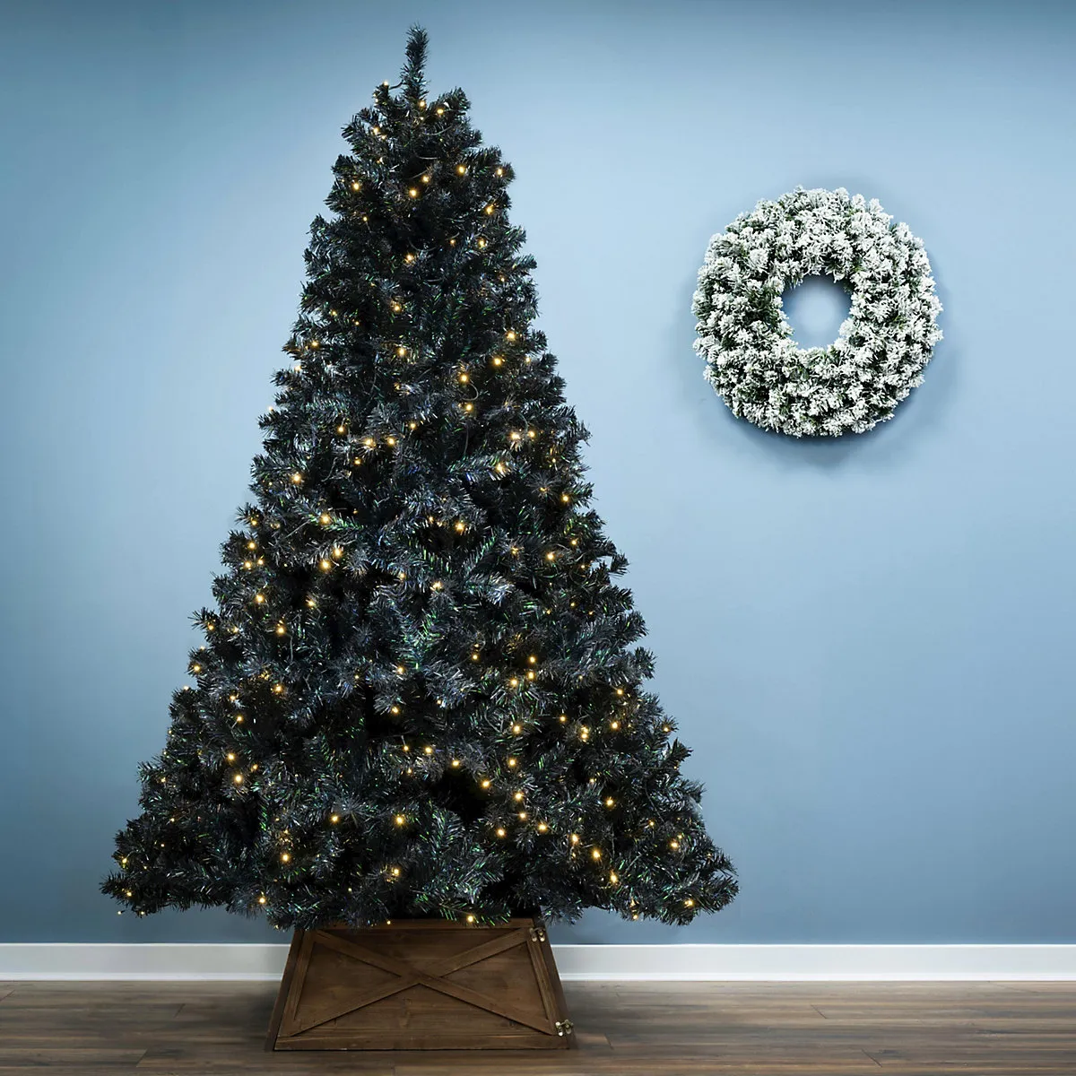 Christmas Tree World The 7ft/210cm Pre-lit Black Iridescence Pine Tree with  Warm White Lights