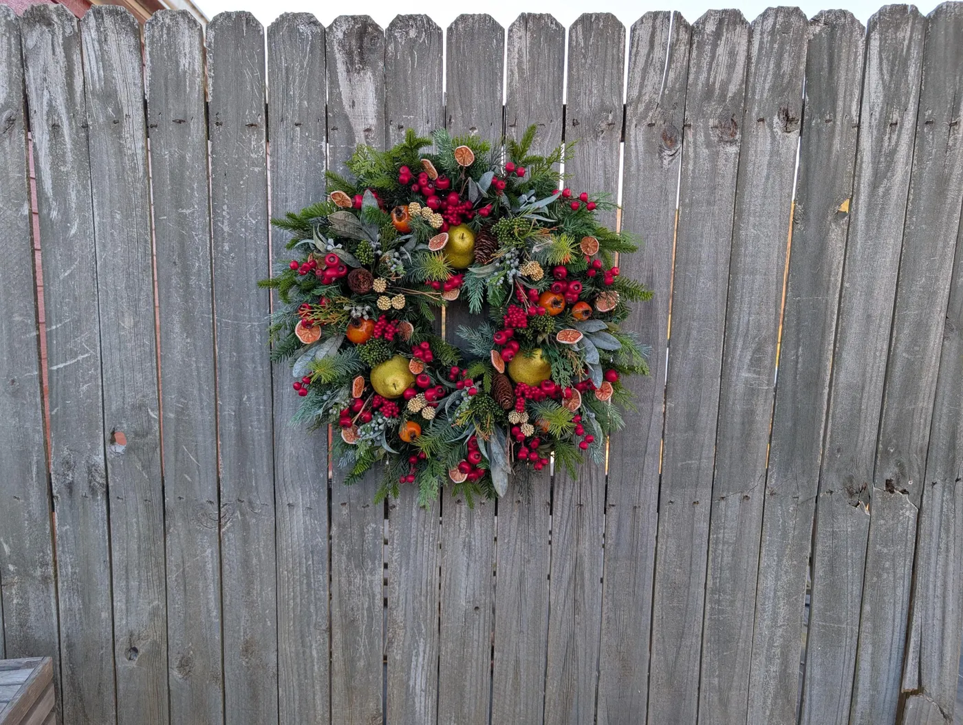 Christmas Wreath - Williamsburg Style Christmas Wreath with Fruit and  Berries - Christmas Fruit Wreath 469*