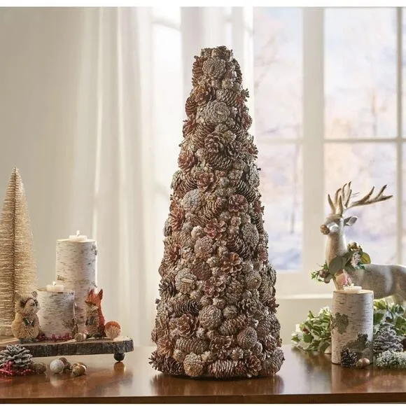 Christopher Knight Home Tabletop 26.5' Christmas Tree, Champagne + Glitter LARGE