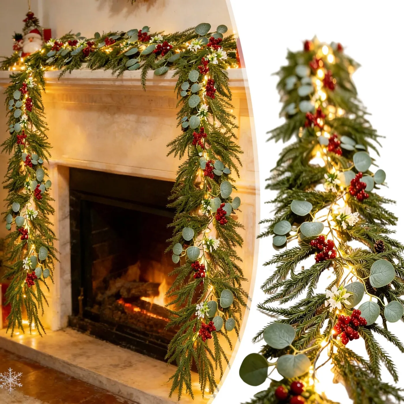 Clearance Under $1.26! Artificial Christmas Garland with Holly and Red  Berries for Mantel Staircase Decor - Walmart.com