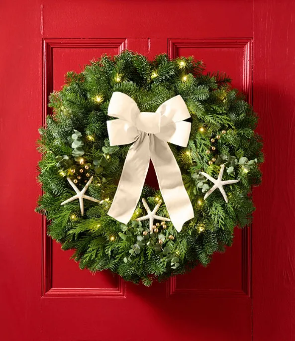 Coastal Evergreen Wreath, Lighted, 24' | L.L.Bean for Business