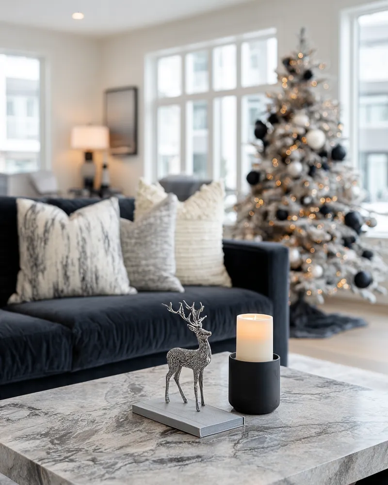 Cozy Monochrome Living Room for Christmas Vibes ☁️🖤