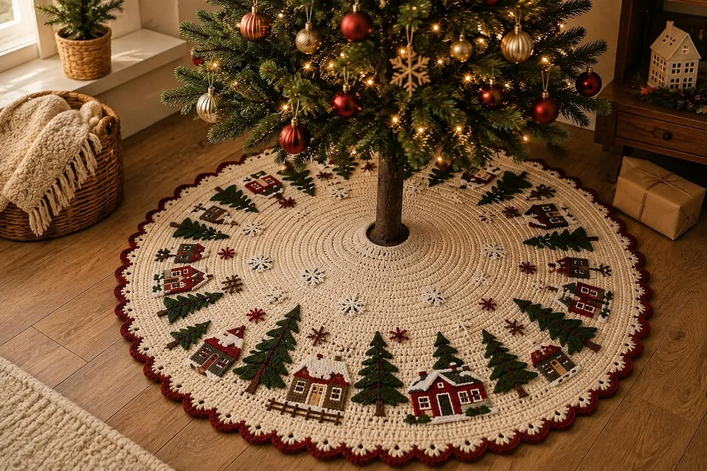 Crochet Christmas Christmas Handcrafted Holiday Tree Skirt Pieces Free Crochet  Tree Skirt Pattern For Modern Holiday