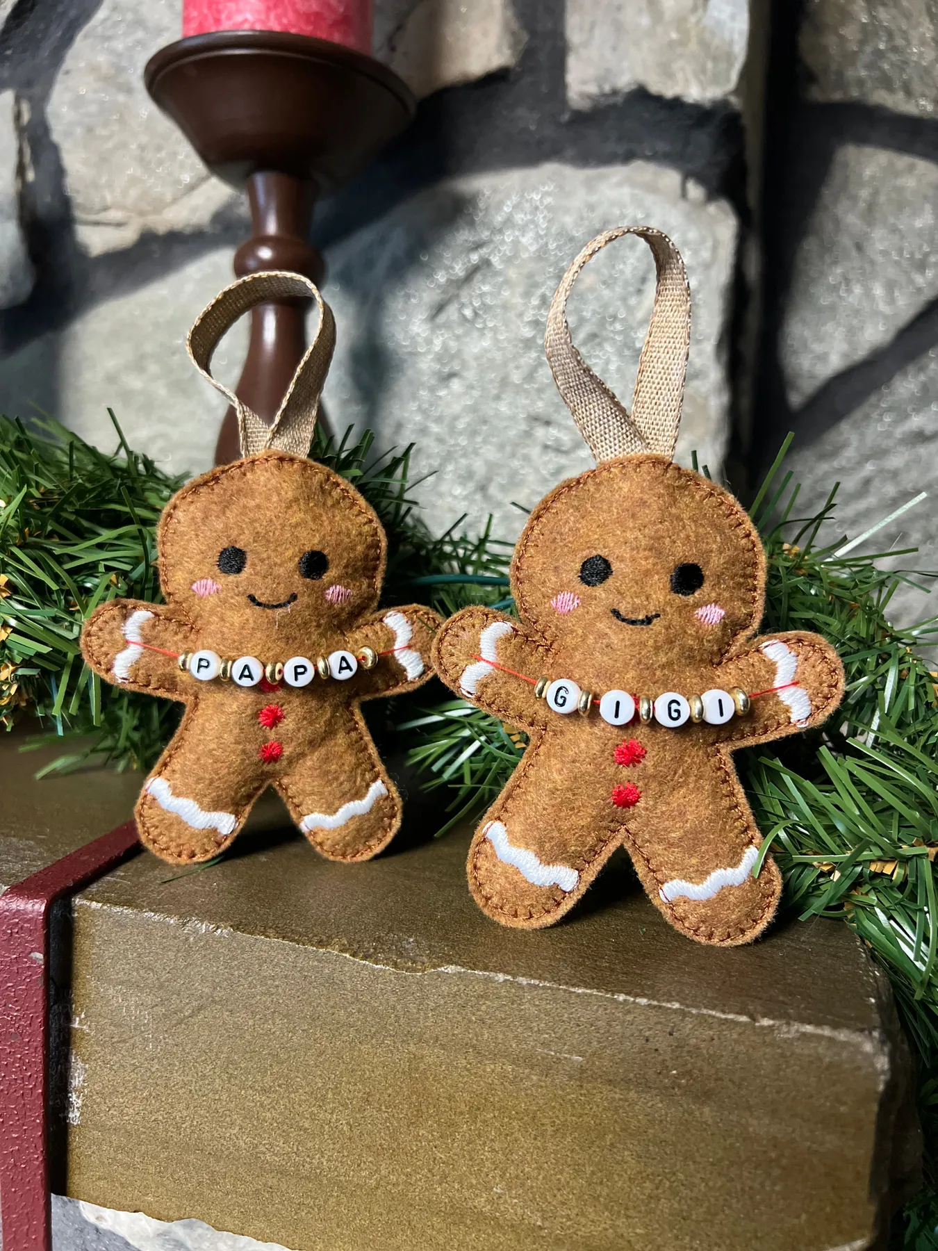 Custom Felt Gingerbread Ornament – Personalized with Name & Beads – Amanda  Rose Thread Co