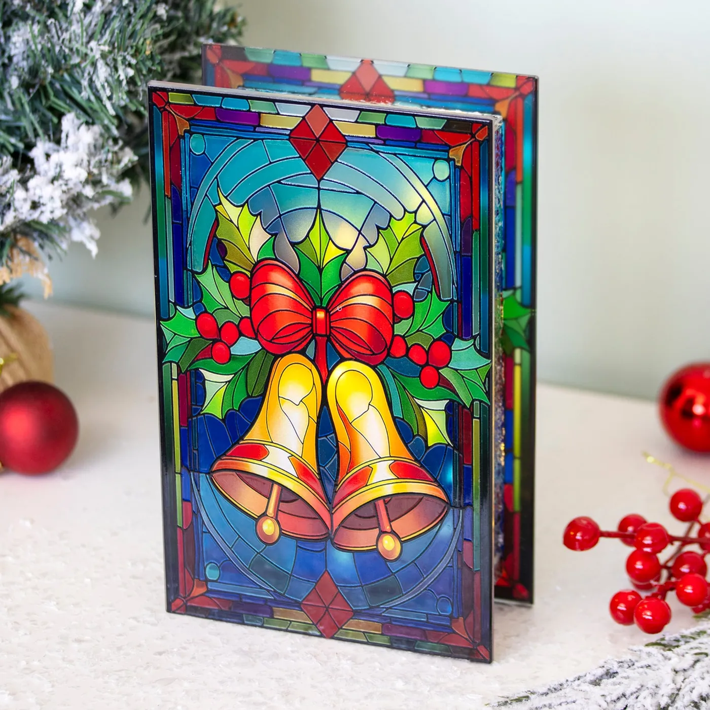 Darthome Stained Glass Light Up Christmas Bells Decoration