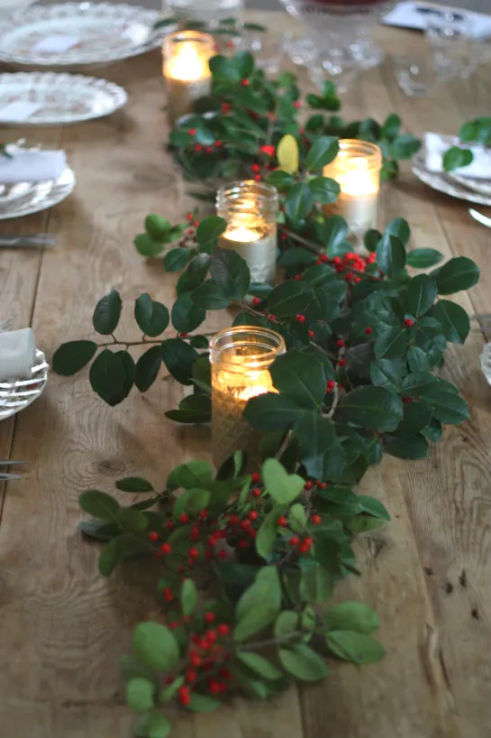 Decorating with Holly for Christmas Dinner | 17 Apart
