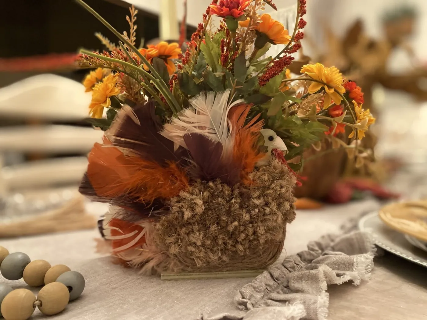 DIY Dollar Tree Turkey Centerpiece - The Crafty Decorator