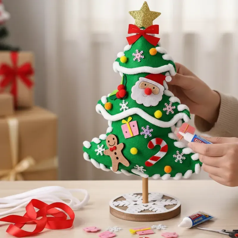 DIY Felt Christmas Tree Kit for Kids (Color: Dark Green)