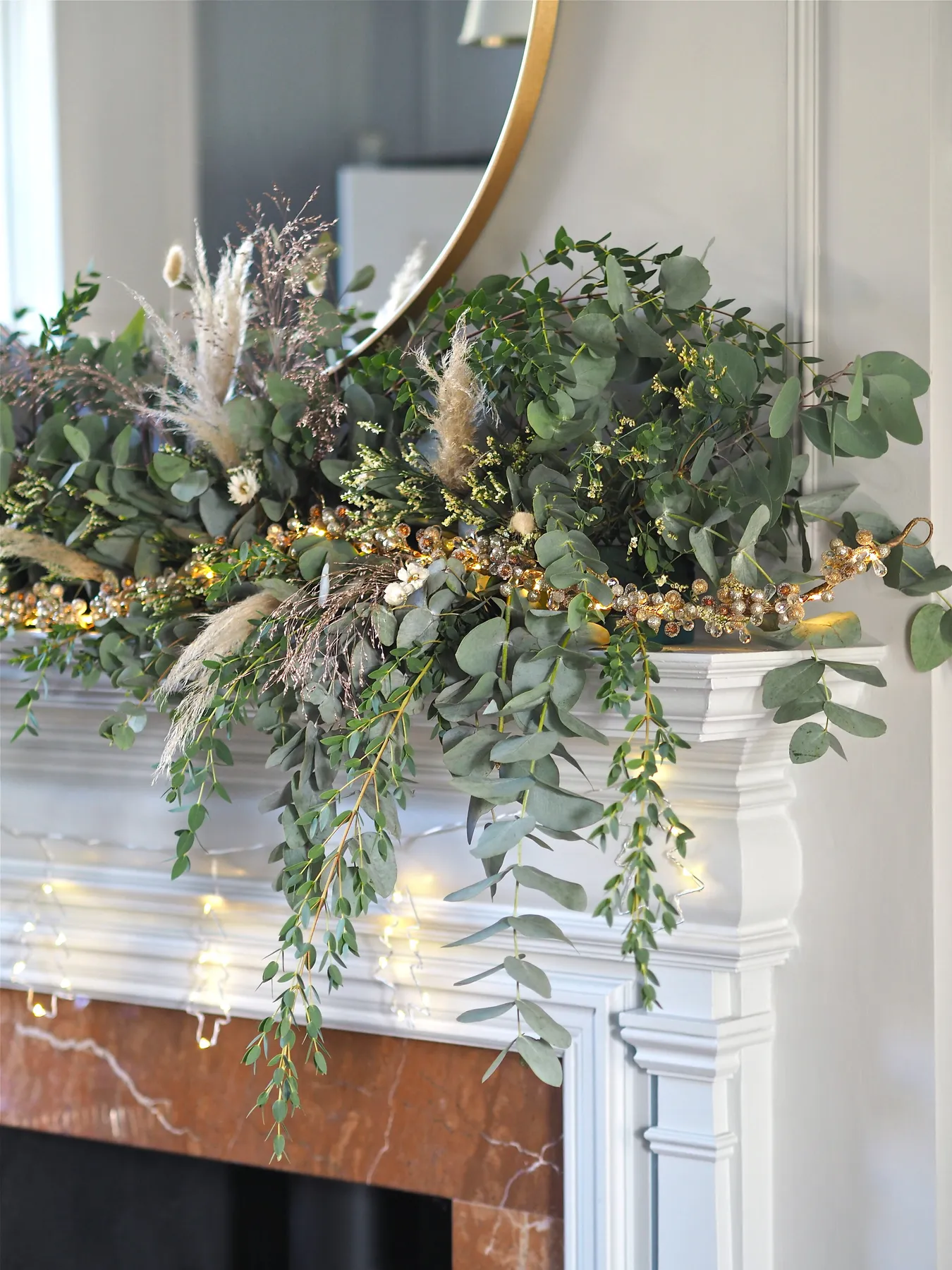DIY Pampas Grass Christmas Fireplace Garland — MELANIE LISSACK INTERIORS