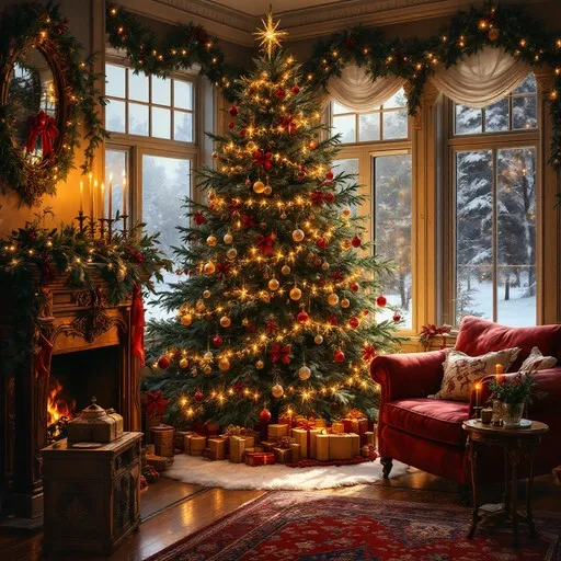 Download Cozy Christmas Corner Image - Christmas, Victorian, Cozy | StockCake