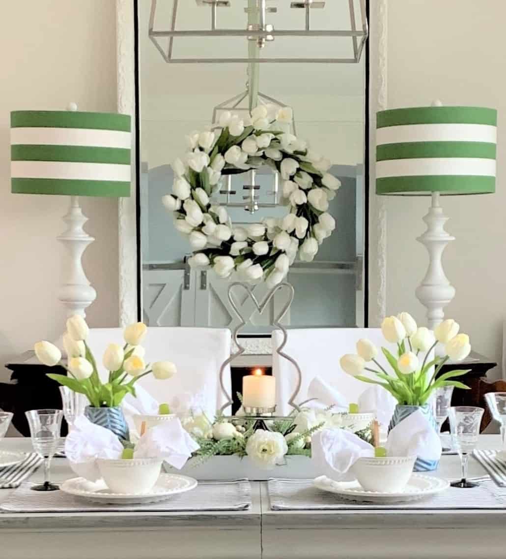 Easter Table Setting: Spring Green + White Tulips - thetarnishedjewelblog