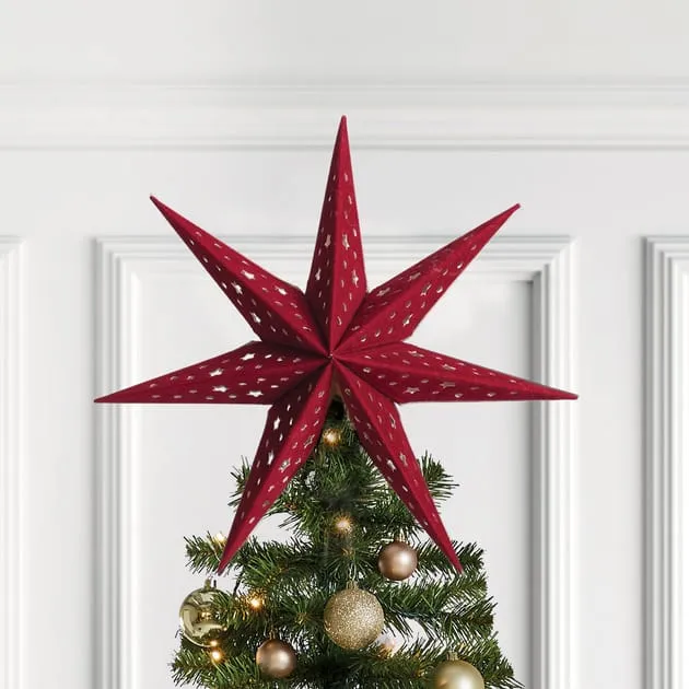 Elegance Flocked Star Tree Topper | Home Bargains