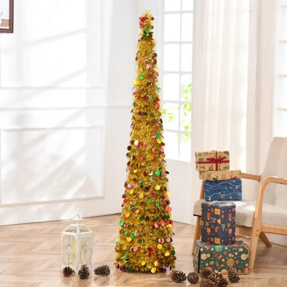 ELEGANT Christmas Tree, Retractable Foldable Pencil Tree, Xmas Glitter  Tinsel Sequin Decorated Chenille Spiral Artificial Christmas Tree Christmas  Gift | Shopee Philippines