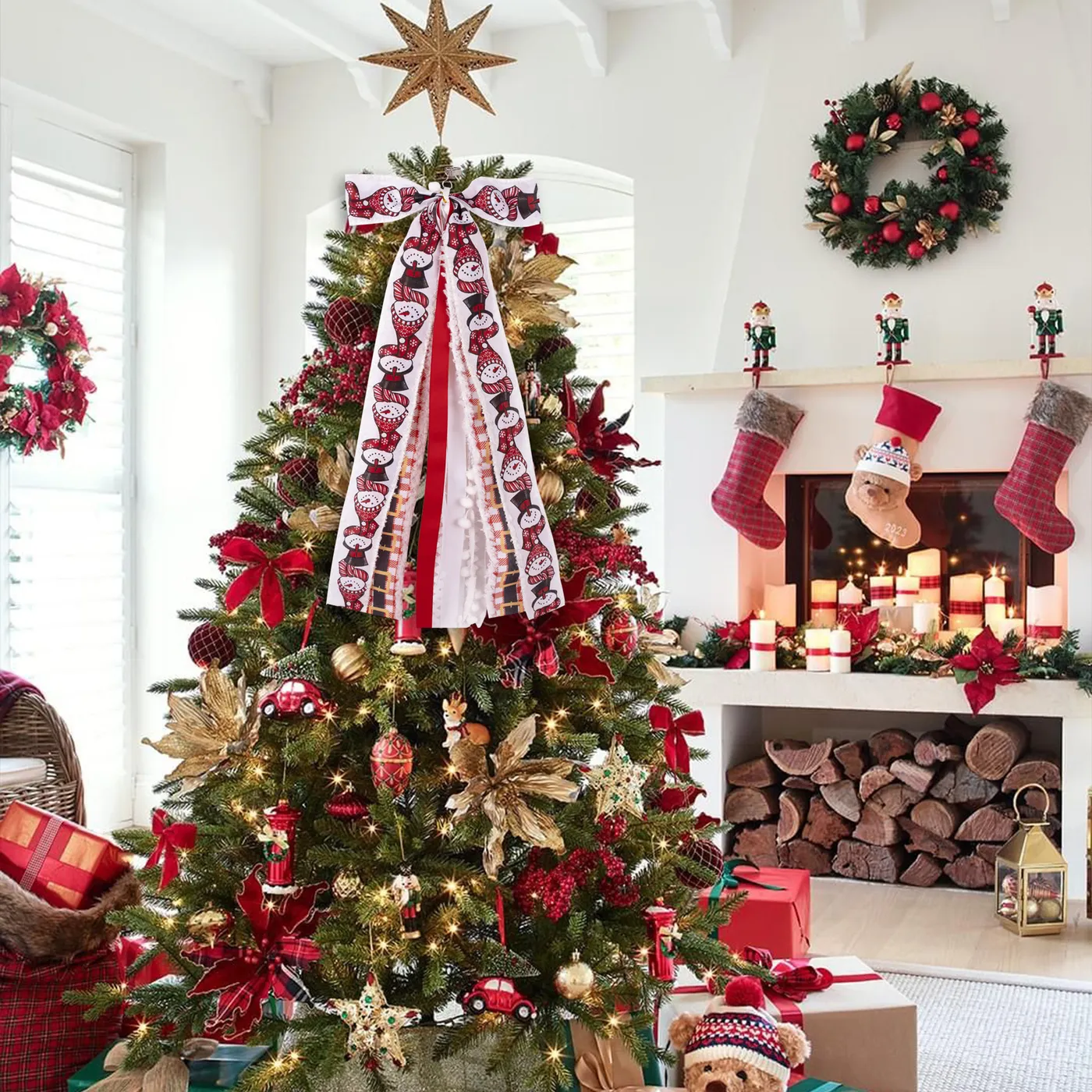 Elegant Large Christmas Ribbon Bows for Wreath Tree Topper Decor