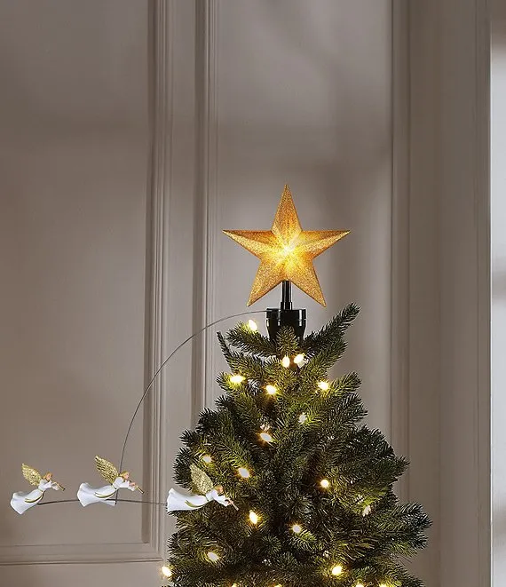 Elegant Lighted Angel Tree Topper 10 Inch Lighted Angel Christmas Tree  Topper, Pre-Lit Gold Metal