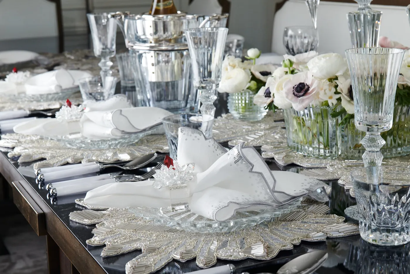 Elevate Winter Tables with Luxury Snowflake Placemats | Kim Seybert
