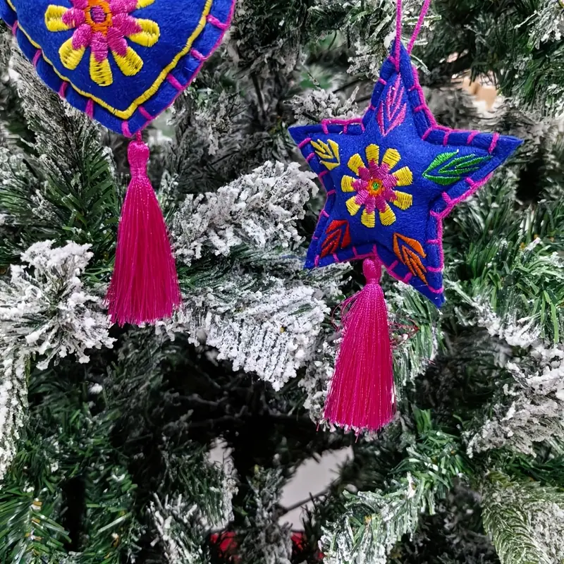 embroidered christmas ornament set 2 3pcs handmade fabric - Temu Mauritius