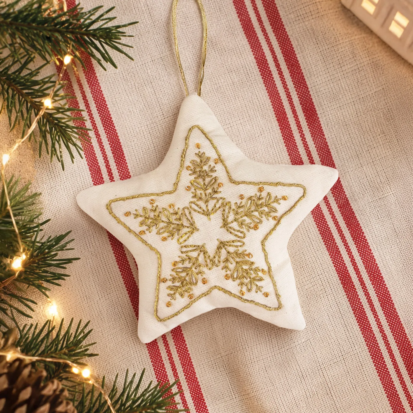 Embroidered Gold Star Christmas Decoration Kit | Lazy May – Lazy May Sewing  Club