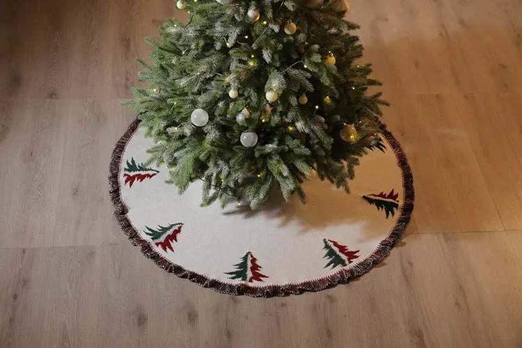 Fabric Fringe Christmas Tree Skirt – 48” – Amoria Bloom