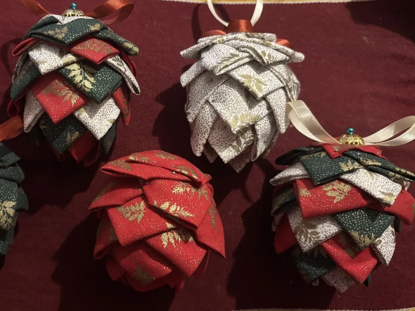 Fabric Pine Cone Baubles – Teach Me Courses