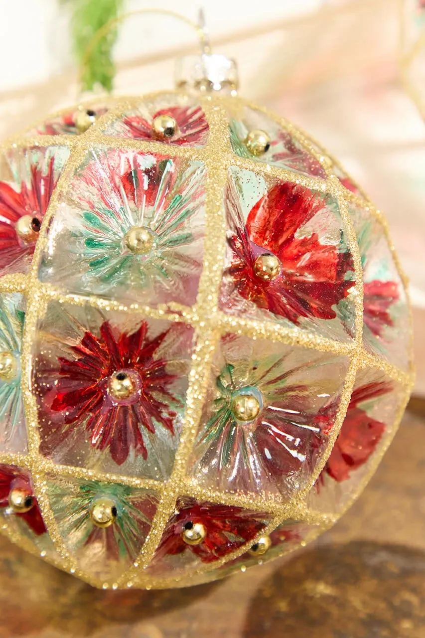 Faceted Vintage Ornament Multicolor 4'H Glass Set of 2