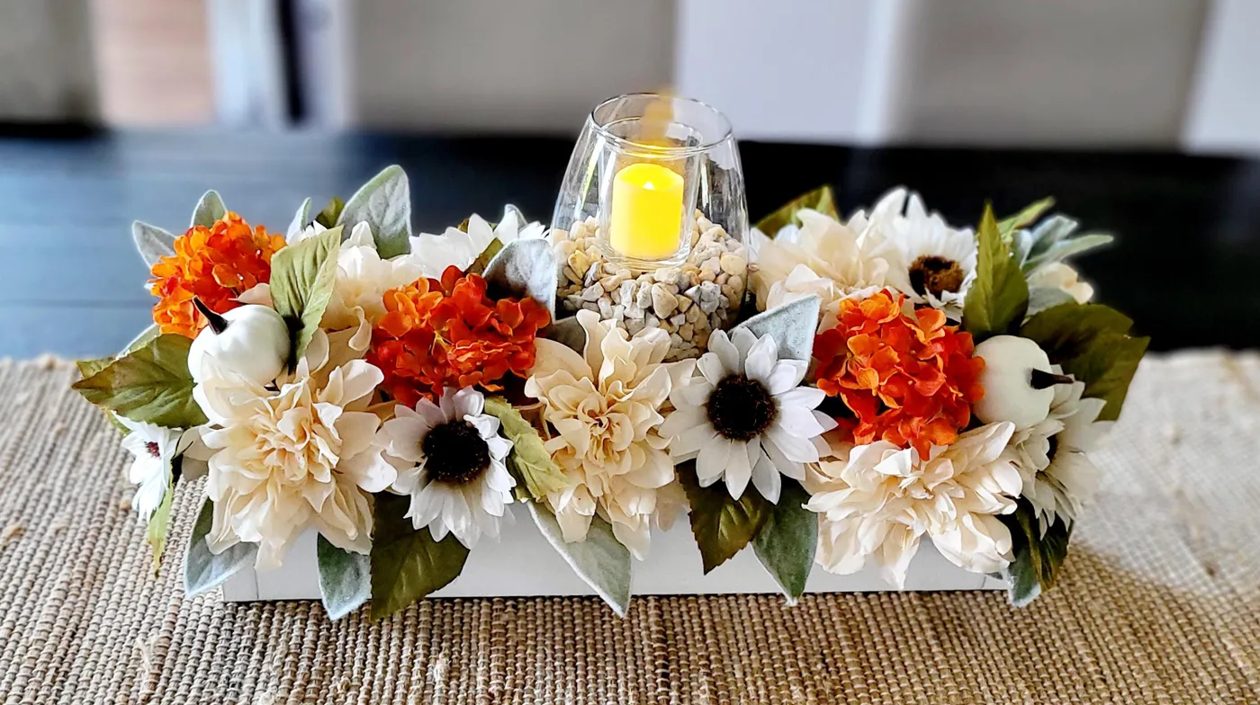 Fall Table Centerpiece – Rustic Sunflower Wood Box Arrangement – Julia's  Treasures