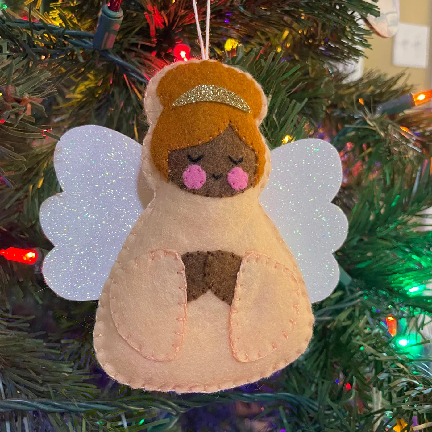 felt angel ornament - peach – Thready Handmade