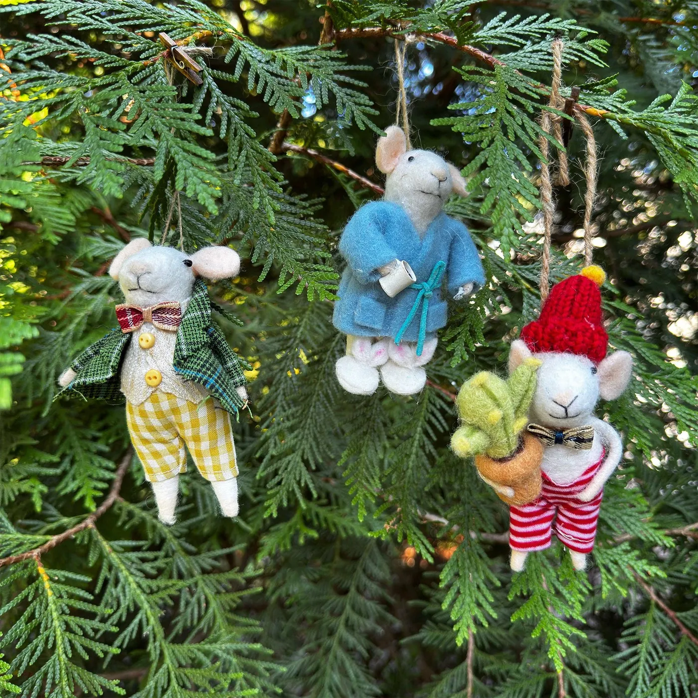 Felt City Mice Ornaments - Assorted | Clay and Cotton KY