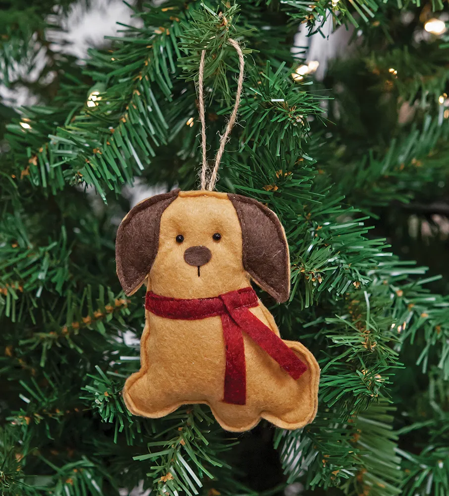 Felt Dog with Scarf Ornament