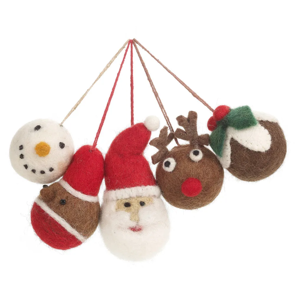 Felt So Good - Christmas Character Baubles - Set of 5