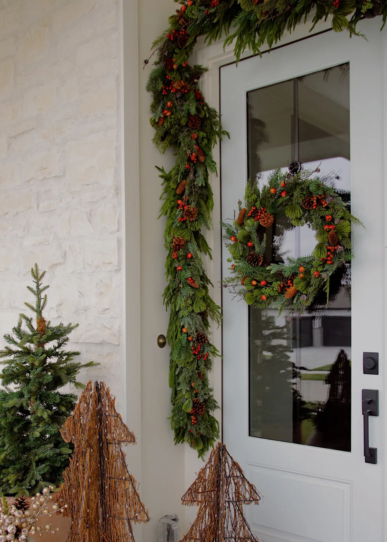 Festive Winter Pine and Pod Wreath - 24'
