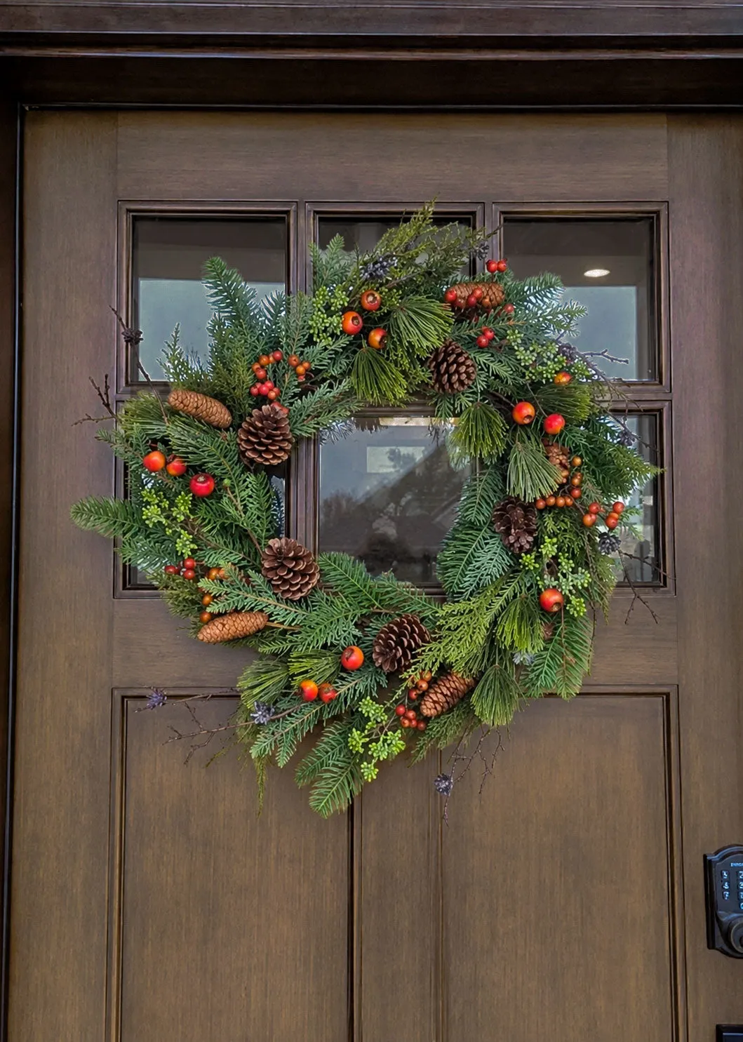 Festive Winter Pine and Pod Wreath - 24'