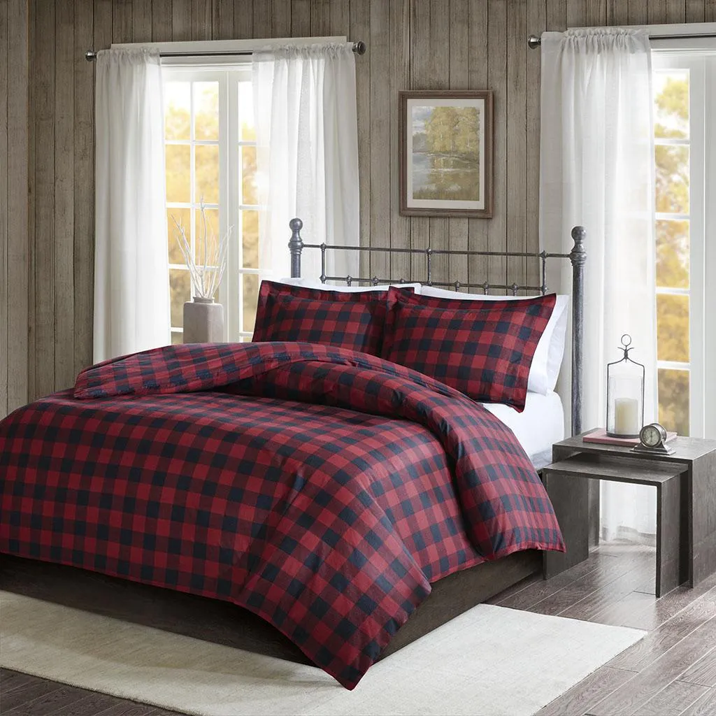 Flannel Check Print Cotton Duvet Cover Set - Brown Interiors