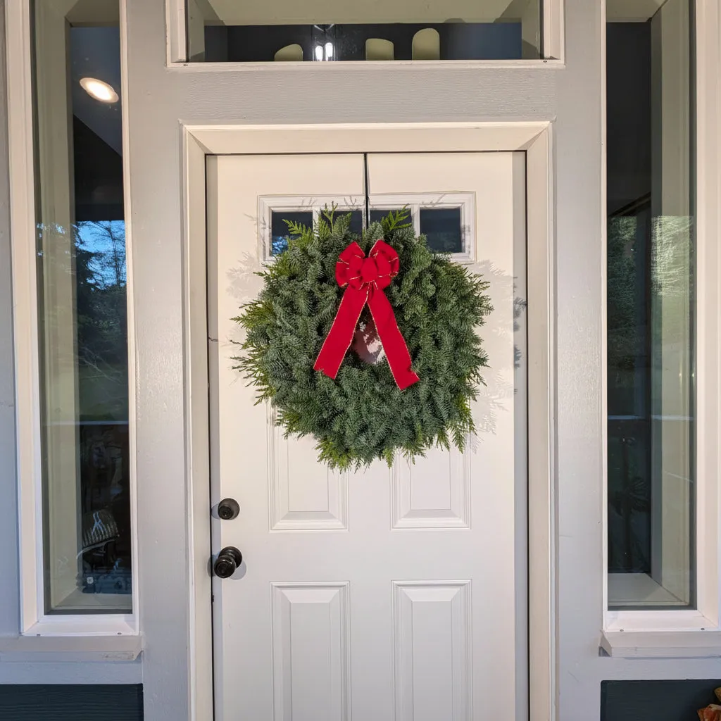 Fresh Cedar and Noble Fir Christmas Wreath | Natural Holiday Door Wreath | Traditional Winter Greenery
