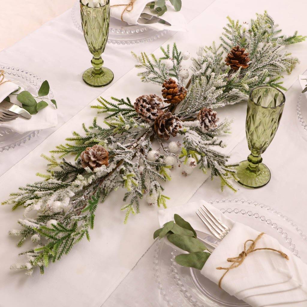 Frosted White Berry Christmas Table Centrepiece By Dibor