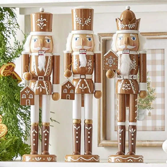 Gingerbread Nutcracker Figurines - Set of 3 Assorted - NEW
