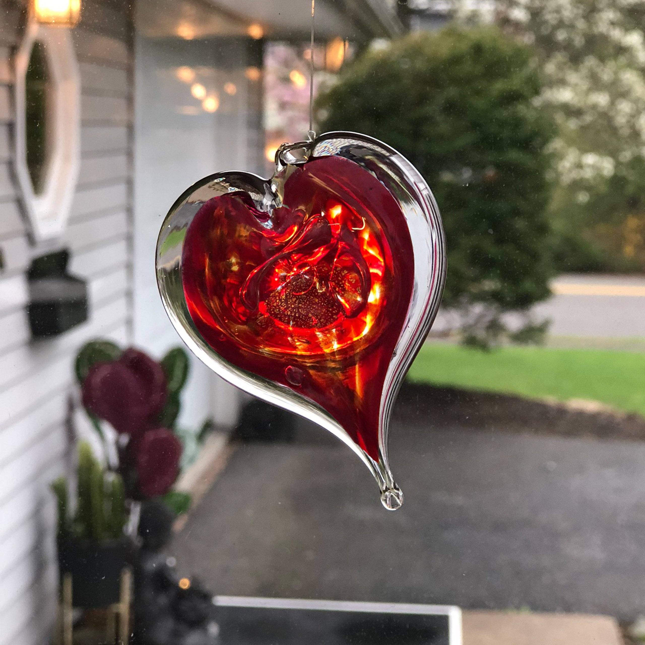 Glass Heart Suncatcher - Love - Luke Adams Glass Blowing Studio