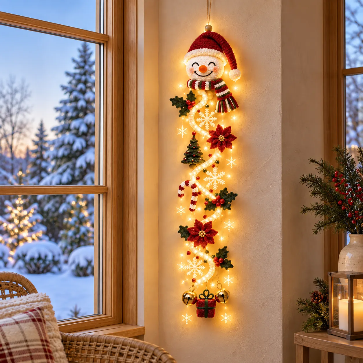 🎄 Glowing Christmas Door Hanger | 6 Festive Lighted Designs with Warm – Stycove