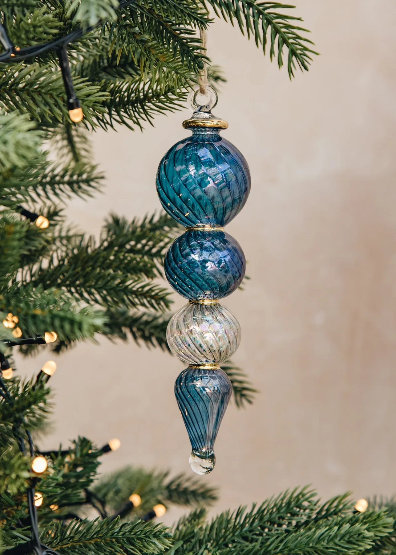 Gold Snowflake Glass Bauble with Blue Dots – Burford Garden Co.