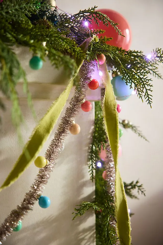 Good Cheer Mini Bauble Tinsel Garland, 14.6' | Terrain