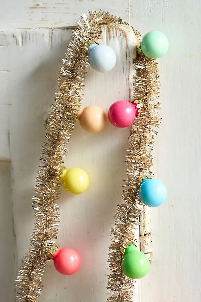 Good Cheer Mini Bauble Tinsel Garland, 14.6' | Terrain