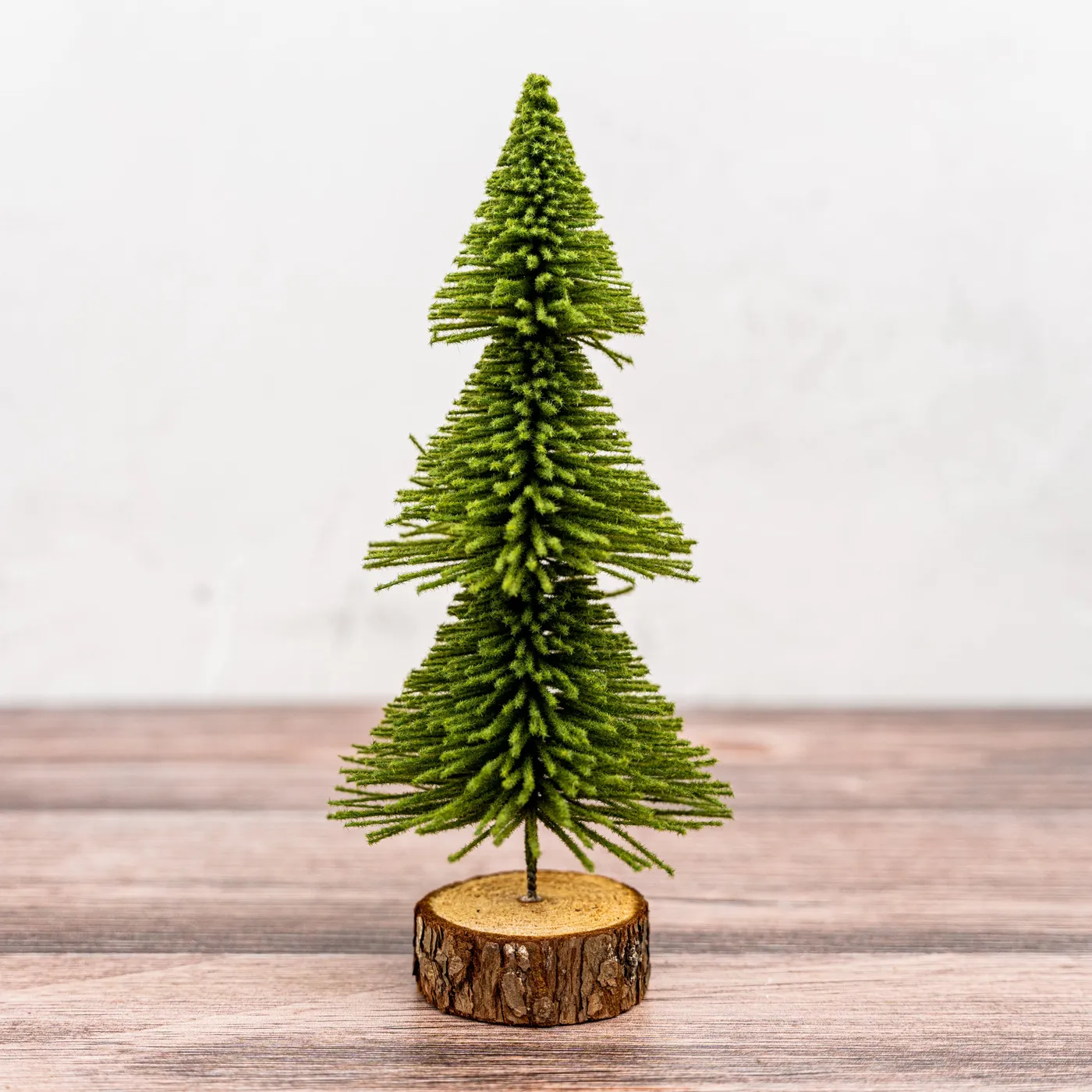 Green Bottle Brush Trees with Wood Base – Three Sizes – 80AcreMarket.com