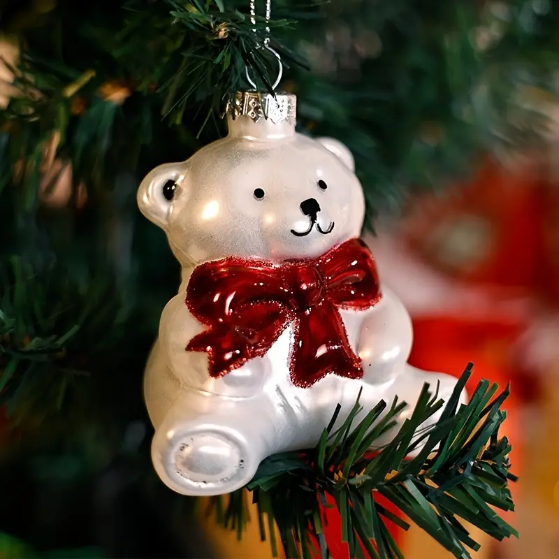 Hand-Blown Glass Christmas Ornament Christmas Tree Decoration Teddy Bear, Indoor, Holiday, Party Gift Decor