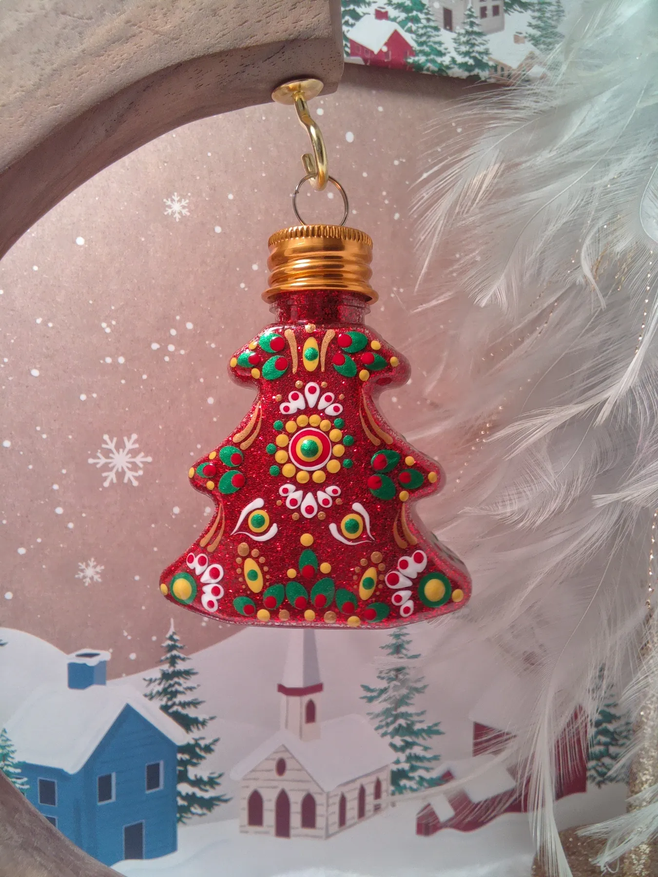 Hand painted Christmas Tree Ornament – Rustic Owl Cottage Creations
