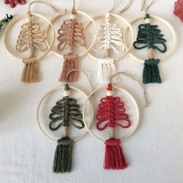 Handcrafted Bohemian Christmas Ornaments - Unique Christmas Tree  Decorations For Tree & Gifts - Round Bamboo Ring Design - Versatile Wall &  Car Decor In Assorted Colors - Special Holiday Gift Idea -