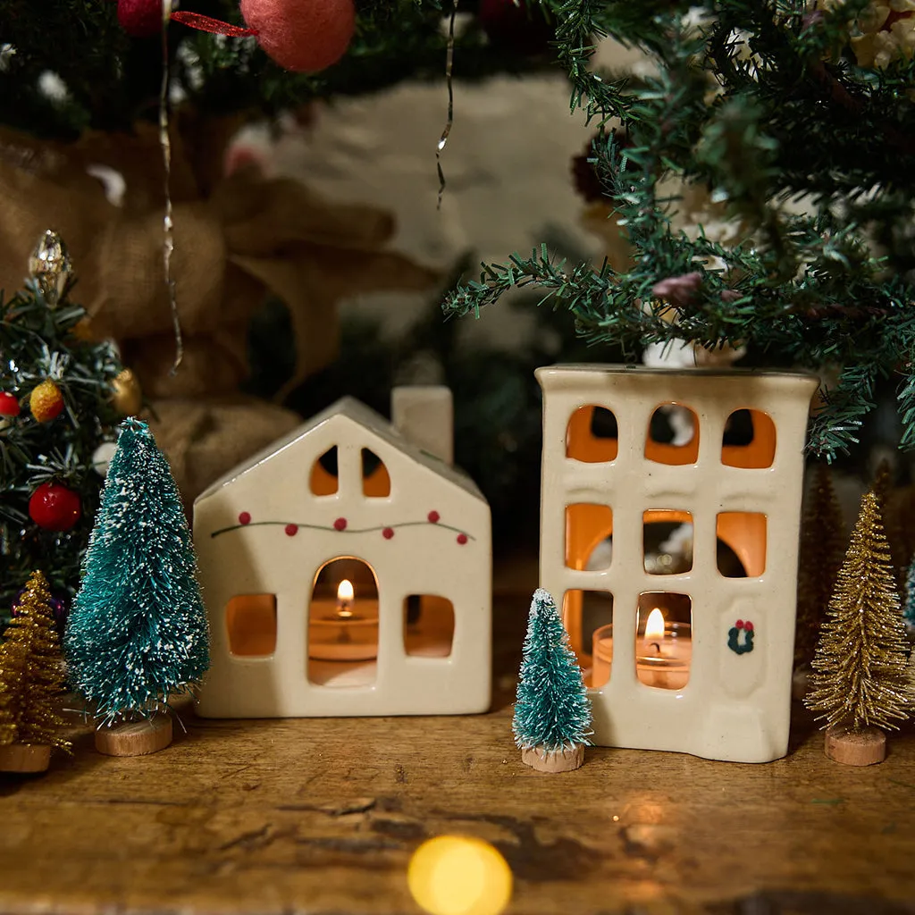 Handmade Ceramic Christmas House Lit Ceramic House With Trees – Old World Christmas