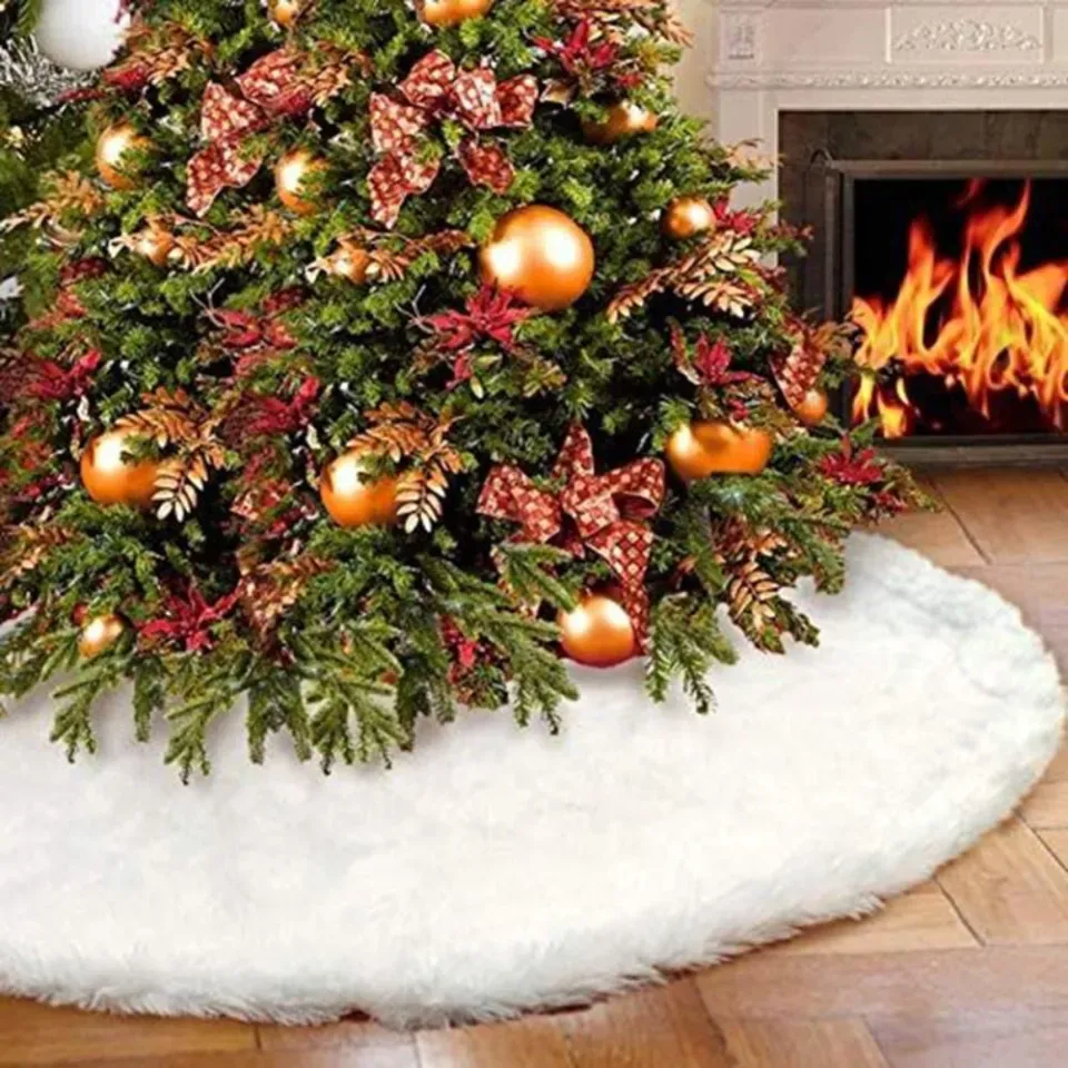Handmade Christmas Tree Skirts Soft Faux Fur Xmas Tree Skirt Plush Mat Reusable Faux Fur Carpet Floor Cover | Lazada Malaysia